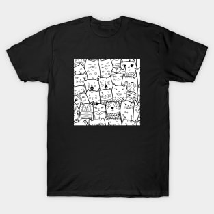 Black and White Cat Expressions T-Shirt